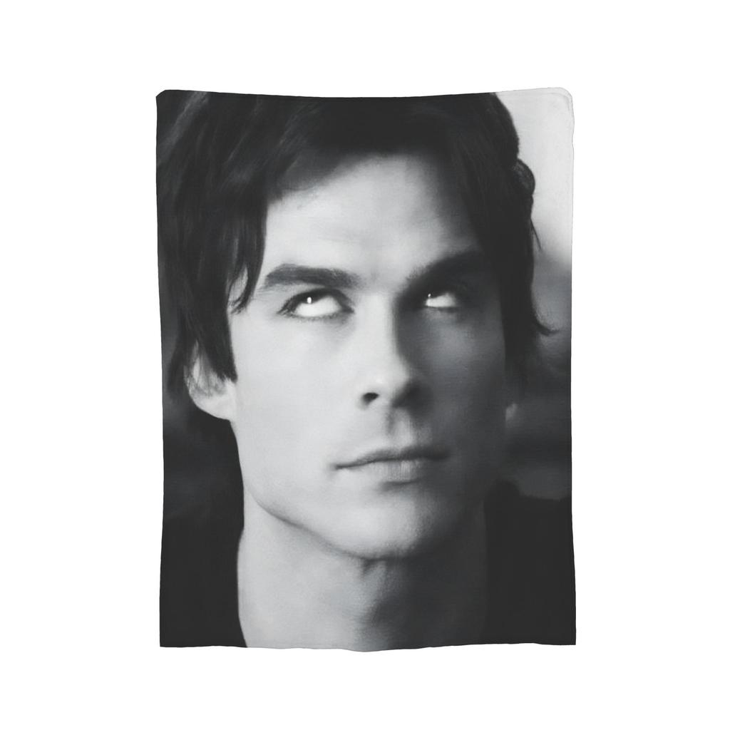 Damon Salvatore The Vampire Diaries Blankets Fleece Printed Ian Somerhalder Portable Warm Throw Blanket for Sofa Bedding Throws