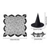 Spider Web Witch Cape 3 Pieces Halloween Witch Costume Cosplay Apparel for Goth Party Photo Ghost Bridal Autumn Vampire Stage