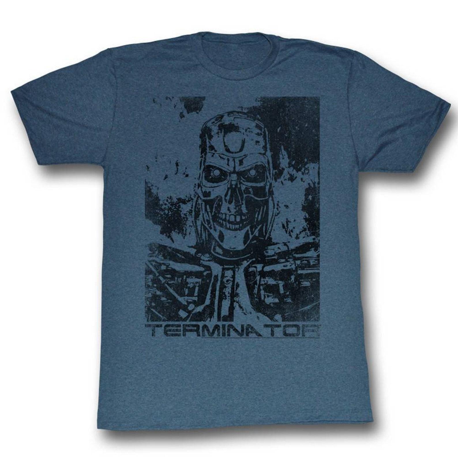 Terminator Black And Blue Navy Heather Adult T-Shirt 4XL