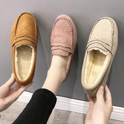 Moda Kadın Ayakkabı Rahat Düz Ayakkabılar Loafer'lar Kısa Flock Dikiş Rahat Bayan Kaymaz Alt Sıcak Kadın Oxford Loafer'lar 2024