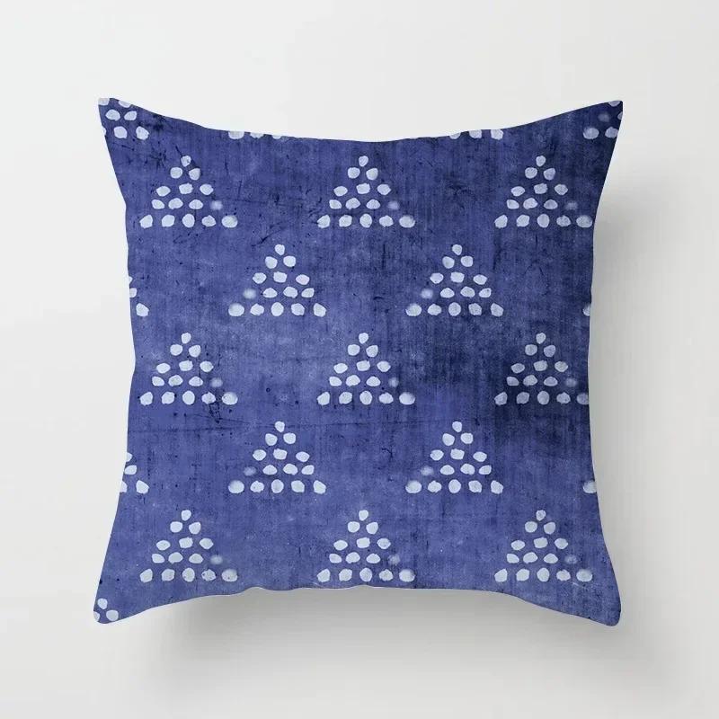 Blue Marine Life Print Pattern Cushion Cover Car Living Room Sofa Cushion Cover Luxury Home Decoration Pillow Cover