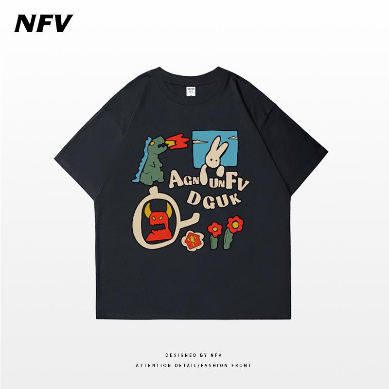 

Трендовая хлопковая футболка большого размера в американском и европейском стиле для женщин – Сладкий и пикантный летний уличный стиль 3XL (145-160 jin) темно-серого