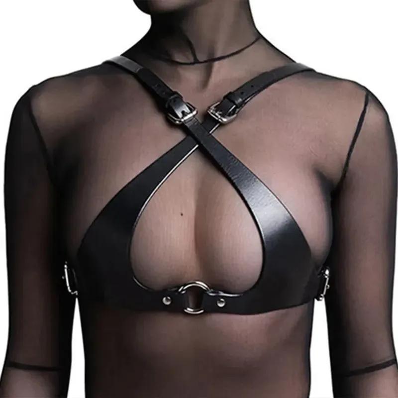 Sexy Kožený Postroj na celé tělo Bdsm Bondage Lingerie Podvazkový pás Kožená Lingerie Goth Fetišové oblečení Festival Rave Outfit