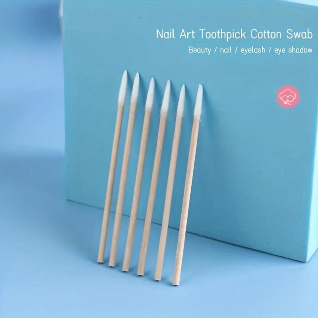 100-Pack Precision Nail Polish Removal Cotton Swabs - Portable, Clean Cotton Swab Heads For Manicures And Makeup