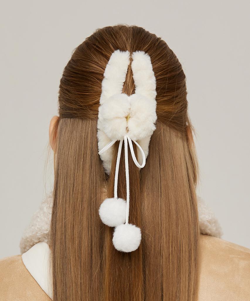 Vvv Pom-Pom Hair Clip _ White