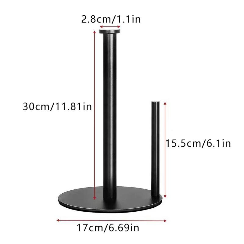 Stainless Steel Kitchen Roll Holder With Weighted Base - Heavy-Duty Countertop Organizer, Space-Saving Design For Paper Towels