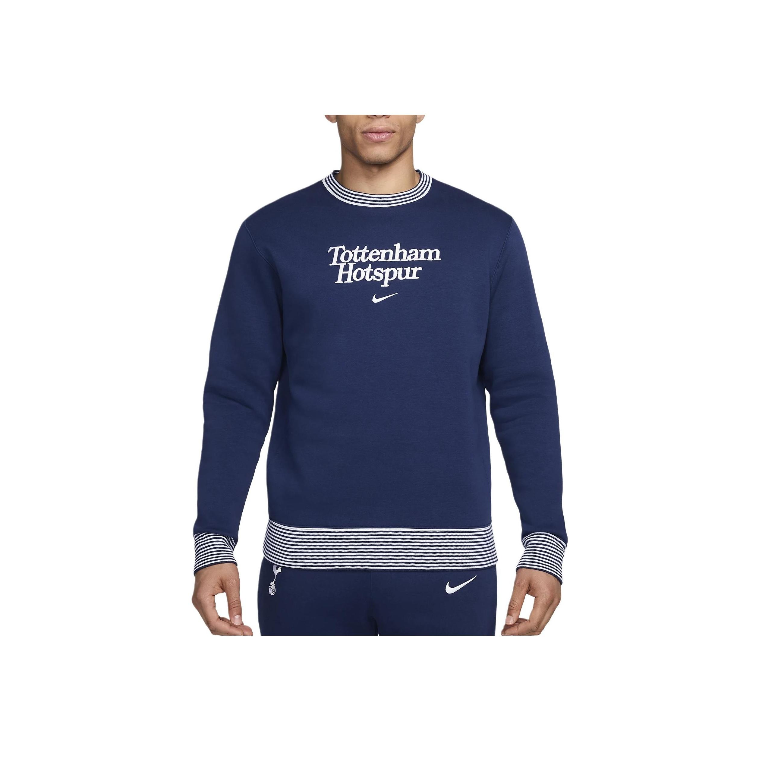 

Nike Футбольный спортивный мягкий свитшот с круглым вырезом Club Tottenham Hotspur Striped Letter, мужская толстовка Binary-Blue FQ3011-424 XXL
