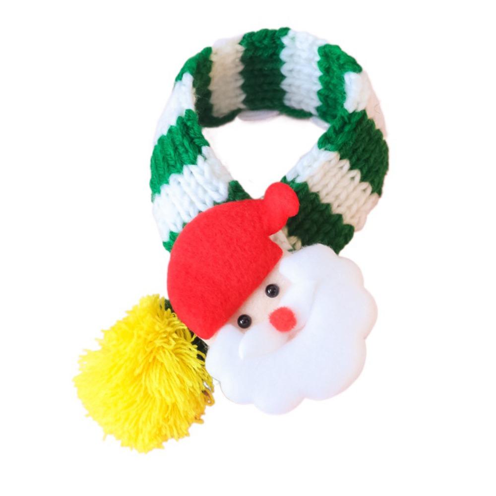 Santa Claus Puppy Kitten Christmas Scarf Elk Pet Color Blocked Scarf Pet Warm Knitted Scarf  Autumn