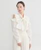 Music Casual Ribbon Ruffle Blouse for [Earth & Ecology] Women, Off-White