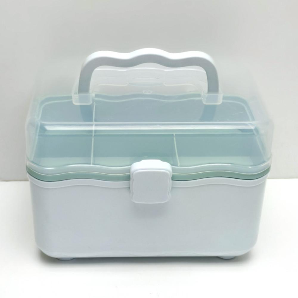 Cosmetic Case 2 Layer Storage Box Jewelry Case Family Emergency Kit Box  Home Room Office