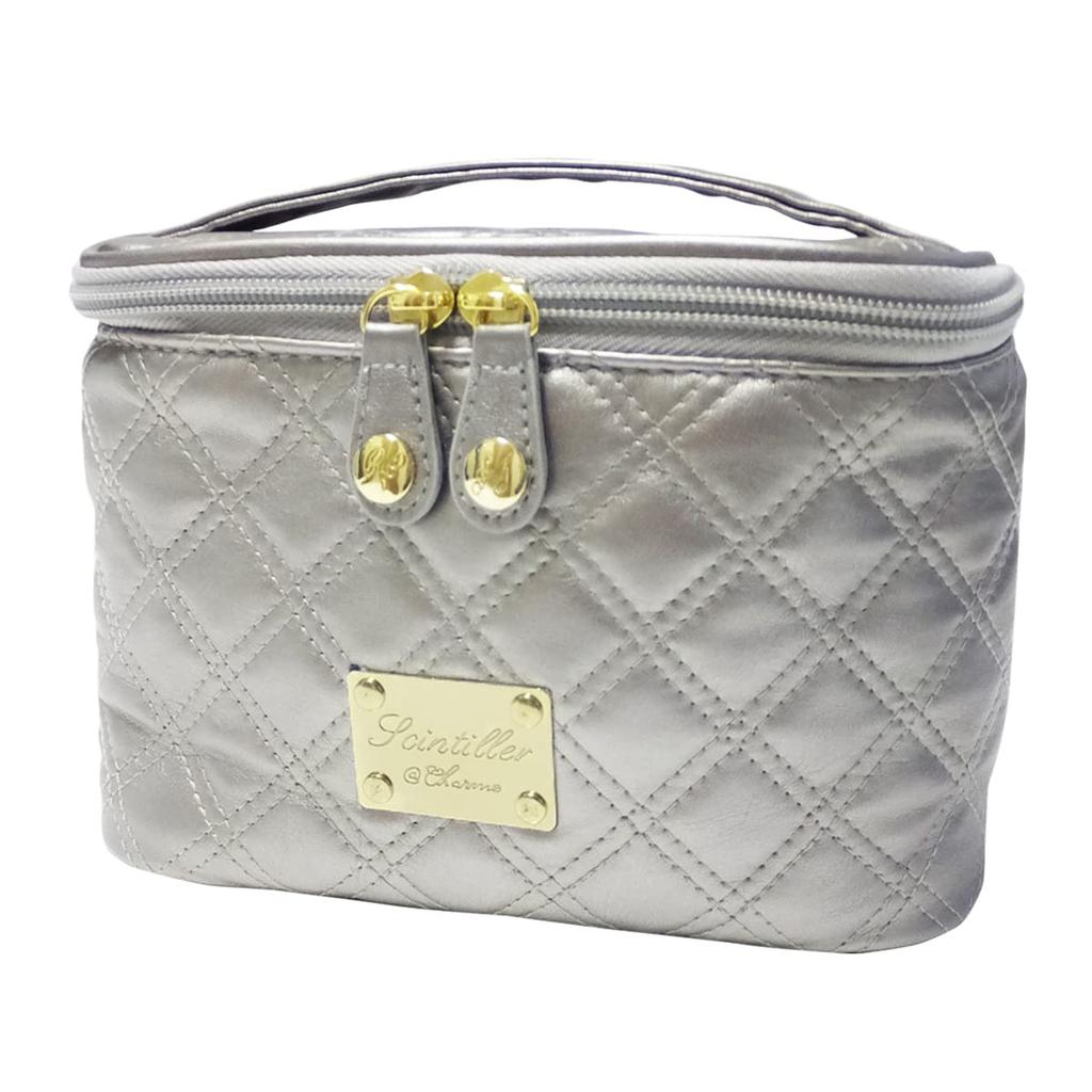 At First Vanity Makeup Cosmetic Shiny AF8337 Pouch, Pouch, Pouch, Gray,