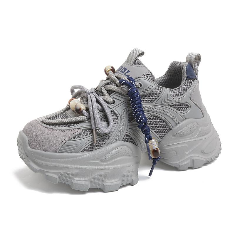 

European station autumn new fashion versatile lace-up color matching Forrest Gump shoes leisure sports moral training light height increase women s sh 35