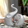 Lavish Silver Home Decor Elephant Couple | Ceramic Figurines (Set of 2, Silver Matte)