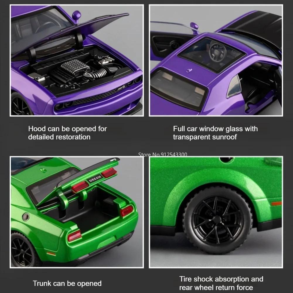 Scale 1:32 SRT Hellcat Viper Car Model Toy Shock Absorption Doors Opened Pull Back Sports Cars Models Toys Metal Ornaments
