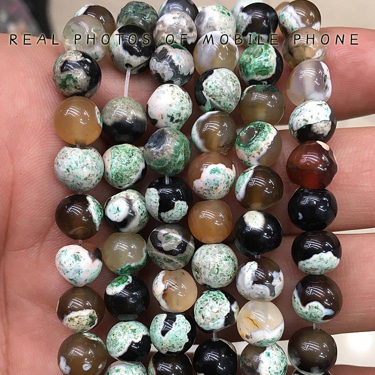 Green Fire Agate Beads - Natural Stone DIY Jewelry Accessories 6mm, approx. 62 beads, approx. 20g per strand