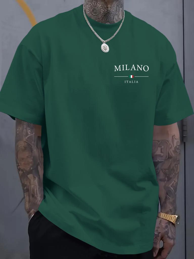 Unisexs Casual Milano Italia Letter Print Tshirt 100 Polyester Streetwear Short Sleeve Tee Sxxl
