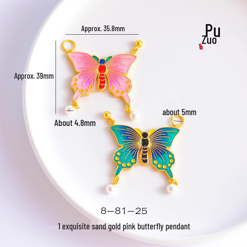 Goldanhänger-Halskette mit blau emailliertem Baby-Schloss-Charm