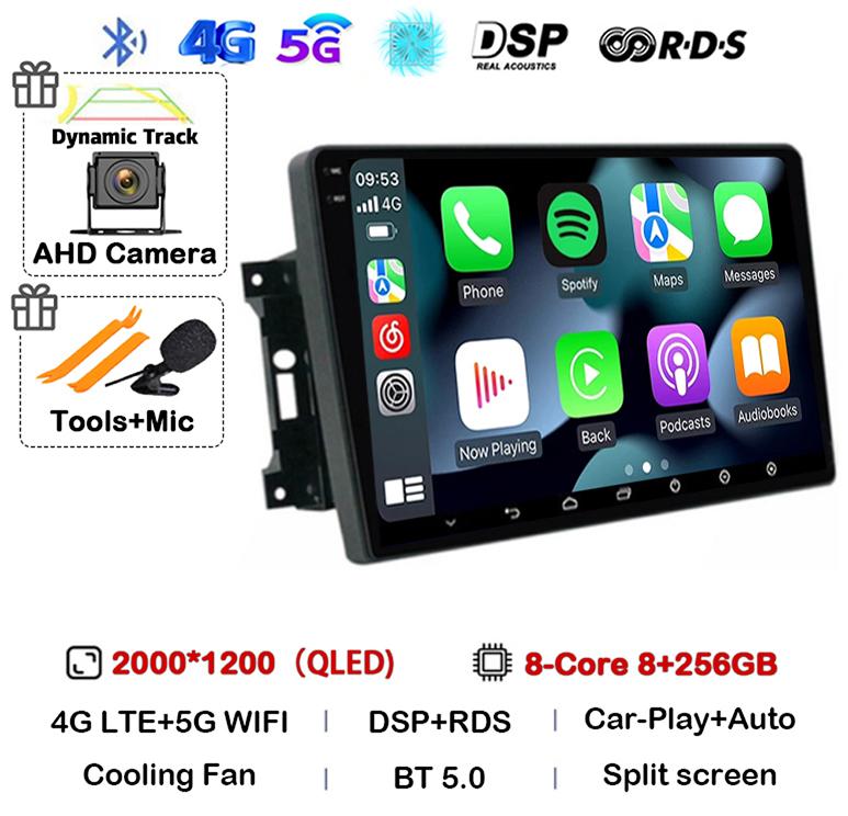 Android 14 Auto Car Radio For Jeep Compass Grand Cherokee Wrangler Chrysler Sebring Town Country Dodge Charger Multimedia Player