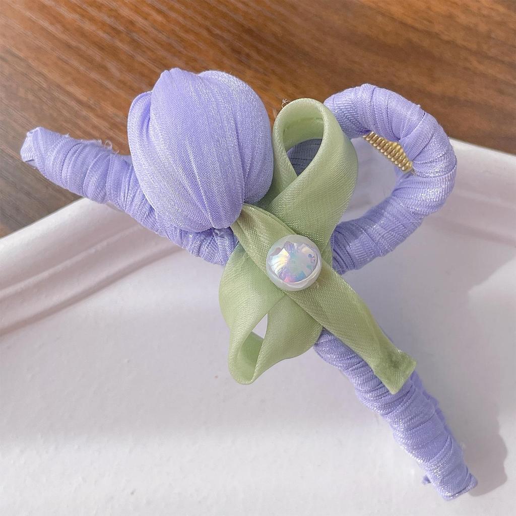 Clips de Păr Floare Lalea - Set Accesorii High-End cu Clips Gheară, Scrunchie, Elastic de Păr și Bijuterii Agrafă de Păr.