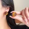 French Retro Tiger Eye Stud Earrings - Elegant Luxury Design for Women