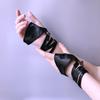 Women Sexy Black Half-Finger Gothic Punk Style Strap Leather Gloves Fingerless Hip-Hop Cosplay Stage Perfermence Accessories