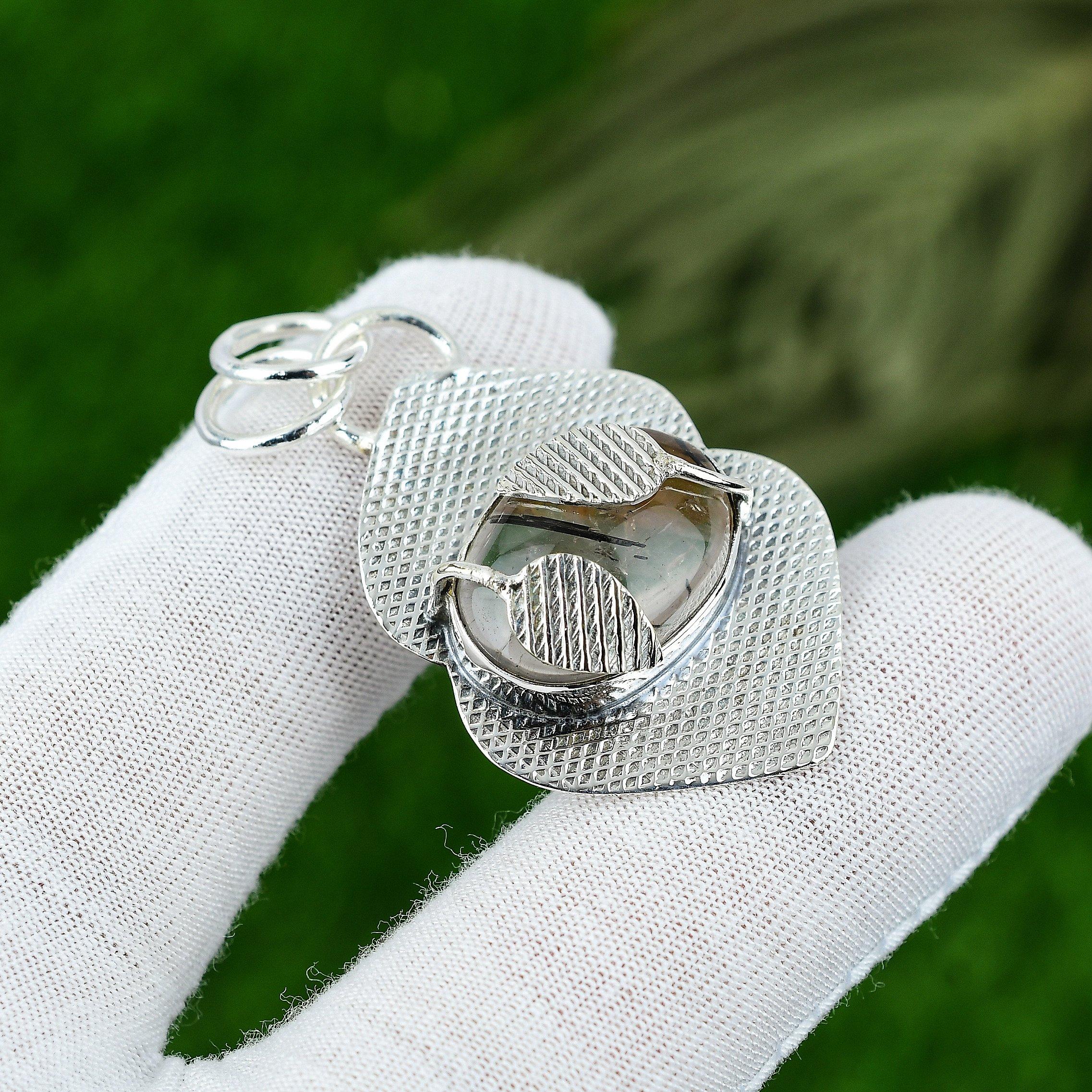 

Womens day Deal Sterling Silver Natural Black Rutile Sister Handmade New Pendant