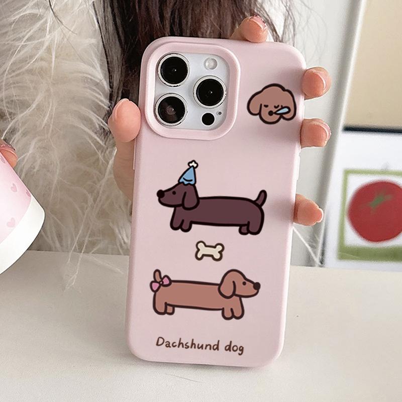 Korean Sausage Puppy Soft Silicone Phone Case For iPhone 16 Pro Max 15 14 13 12 11 Pro 15 16 Plus Shockproof Bumper Cover