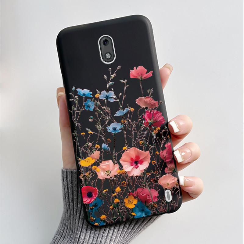 Printing Pattern Case For Nokia 2 / Nokia 2.2 / Nokia 2.1 Fundas Soft Silicone Black Shell Cover Cute Flower Cartoon Casing Capa