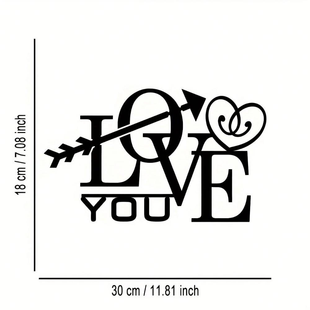 Metal Wall Decor Arrow Heart Love Abstract Calligraphy Minimalist Art for Home Office Shop