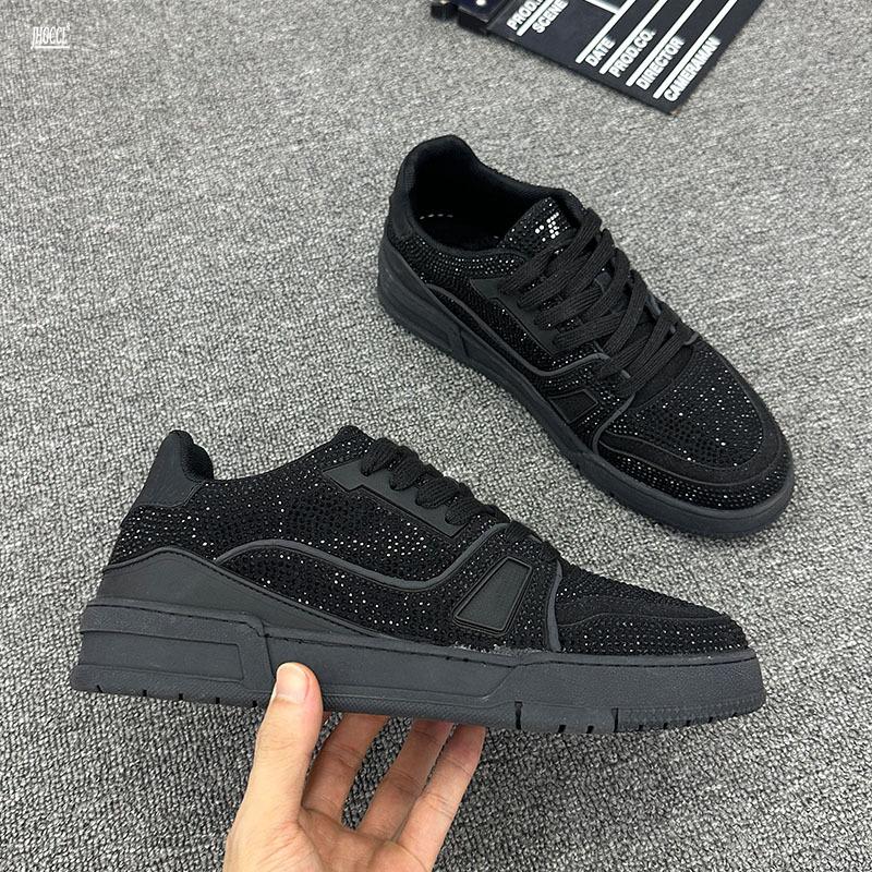 Men's Premium Rhinestone Casual Shoes Men's Fashio N Flat sneakers.Luxury Skateboard Shoes A8