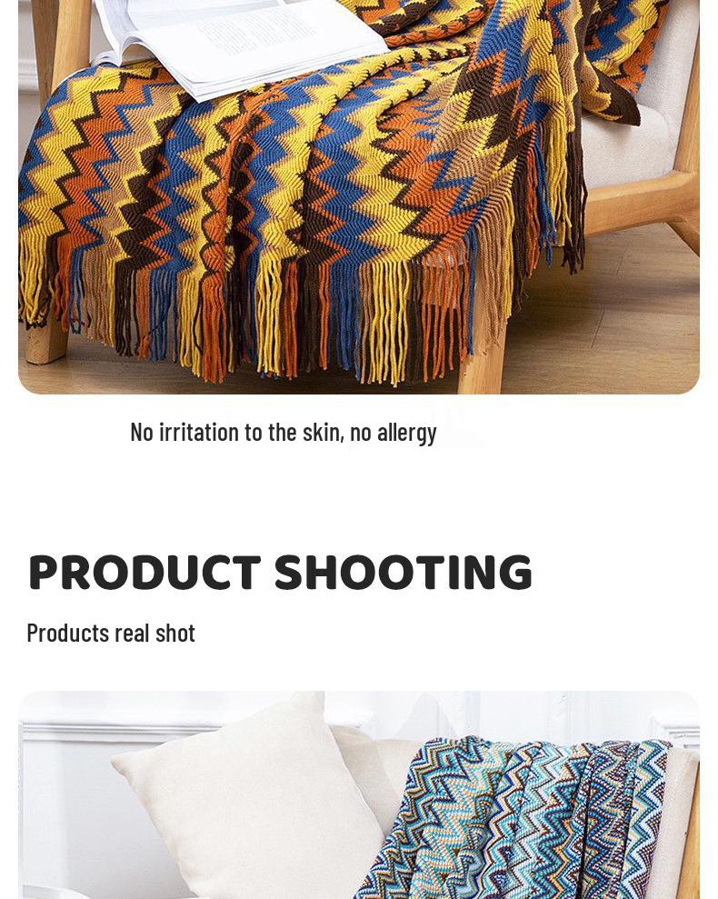 Böhmische Influencer Strickdecke - Büro Nickerchen, Outdoor Schal, Sofa Überwurf