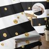 Black White Stripes Golden Dots Tulle Sheer Curtains for Living Room Kitchen Bedroom Voile Hanging Window Drapes