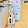 Cute Thermos Bottle For Girls Coffee Cup With Straw Hot and Cold Drink 316 Stainless Steel Vacuum Tumbler Outdoor Car Ice Cup