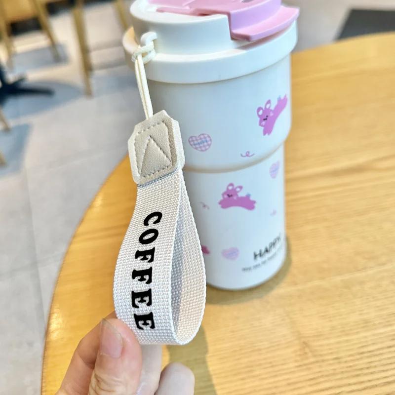 Cute Thermos Bottle For Girls Coffee Cup With Straw Hot and Cold Drink 316 Stainless Steel Vacuum Tumbler Outdoor Car Ice Cup