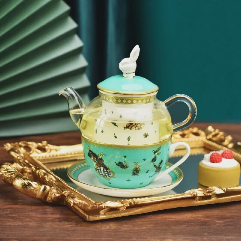 Blan Bunny King s Back Garden Silver Blue Teapot Set