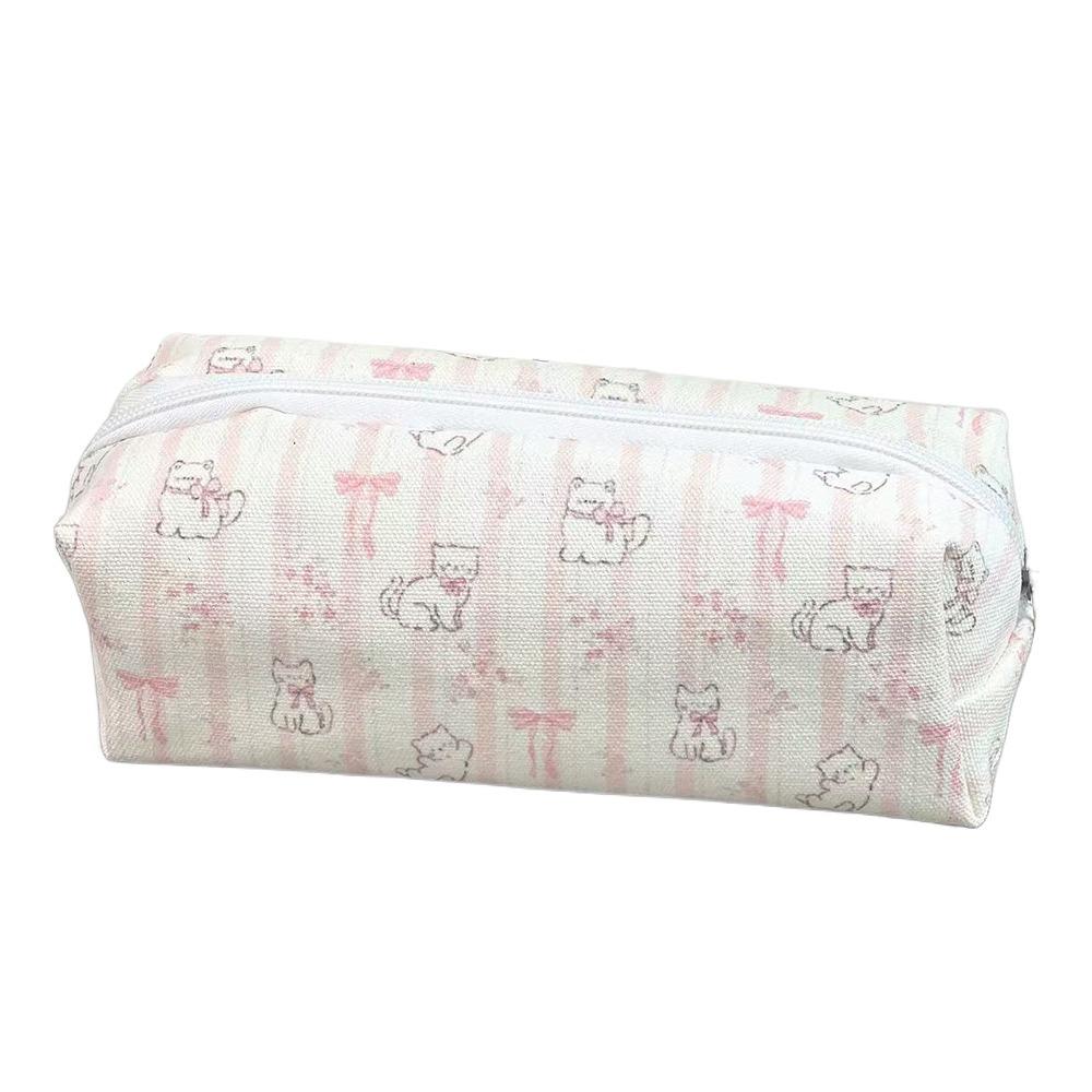 Cute Bow Cat Pen Bag Large Capacity Multifunctional Stationery Bag Storage Bag Gift