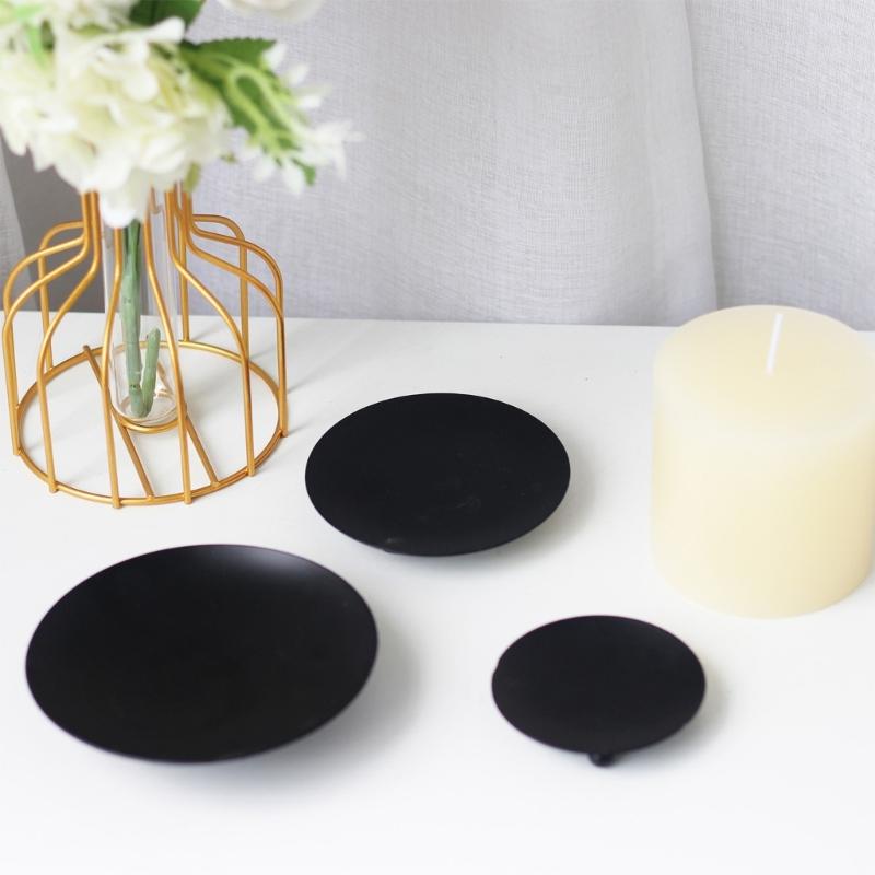 Black Golden Iron Candle Holders for Pillar Candle and Incenses Cones for Weddings and Home Decoration