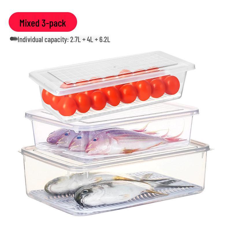 Plastic Japanese-Style Fresh-Keeping Box with Lid for Refrigerator Storage