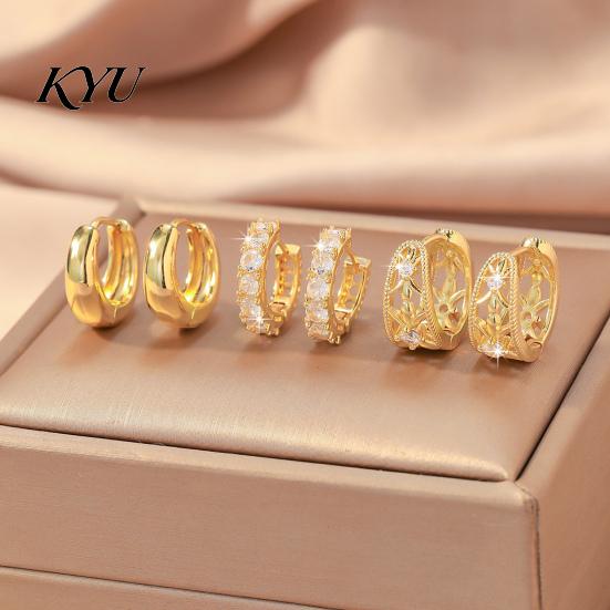 Gold Ear Cuff No Piercing 3 Pairs Cuffs, Minimalist Metal Hollow Zirconia Clip-on Earrings Non Cartilage for Women, Fashionable Pierced Jewelry Daily