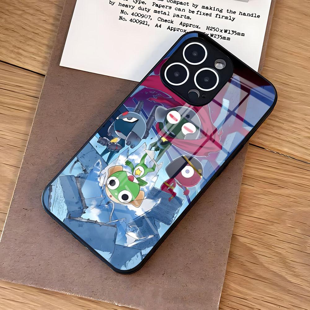 Keroro G-Gunsou Frog Phone Case For IPhone 17 Air 16 E Pro Max 15 14 13 Mini 12 Pro 11 Max Plus Black Glass Cover