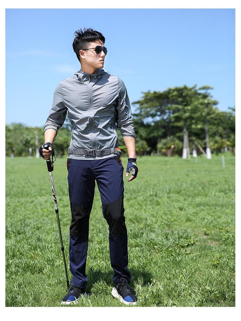 Pánské rychleschnoucí větruodolné turistické kalhoty - Tenké, pružné, prodyšné, chránící před sluncem, nadměrné velikosti, pro venkovní sporty a horolezectví.