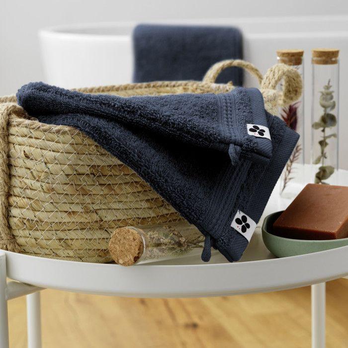 Lot de 2 gants de toilette "Garance" 15 x 21 cm / 100% Coton Bio / 600 gr/m² l'Effet Papillon - Garance Minuit - Lot de 2 Gants de t