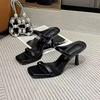 Summer New Sexy High-heeled Sandals Women's Wear Square Head Open-toe Fashion Word with Stiletto Sandals