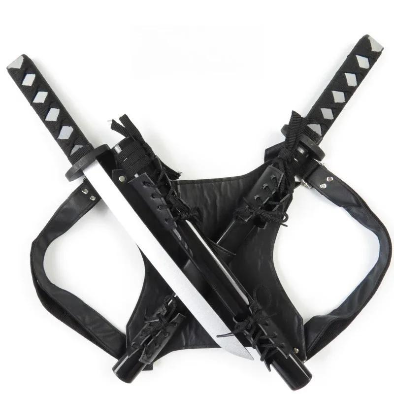 Double Katana Backpack Belt Holster Sword Anime Medieval Demon Cosplay Prop Samurai Sabre Waist Real Japanese Katana Holder Toy
