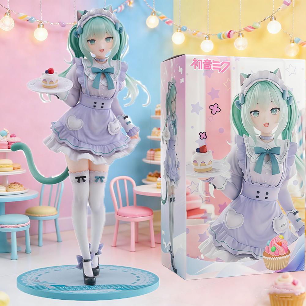 New Hatsune Miku Desktop Cute Action Figure Cat Ears Maid Ver. Cosplay Anime Figurine Kawaii Girl Model