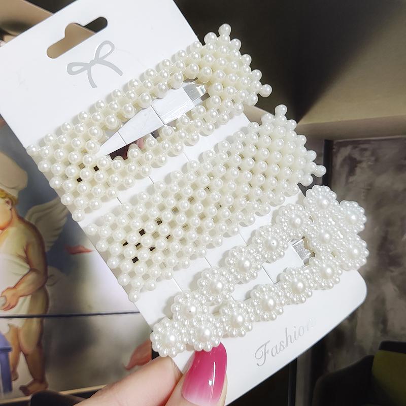 Pearl Hair Clip For Women Korean 3/4pcs Geometric Hairpins Set Hair Berrettes Girl Hairgrip Side Clip Hair Accessories