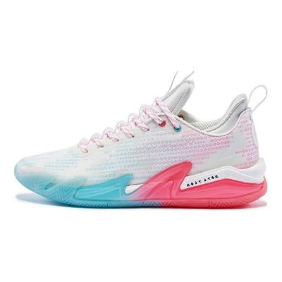 Rigoror Zhi Ge 1.0 Eiscreme-Support Langlebig Rutschfest Atmungsaktiv Low-Top Basketballschuhe Herren Sneaker Koralle-Weiß Kristallblau Z121160101-12