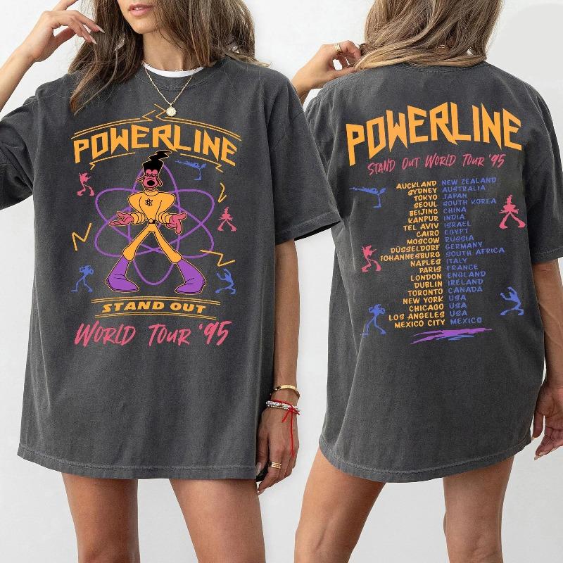 Retro   A Goofy Movie Powerline Shirt Stand Out World Tour 95 Tshirt Walt World   2025 Trip S