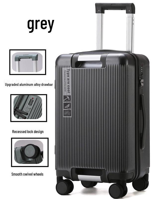 Luggage 24-Inch Large Capacity Leather Zipper Suitcase, Universal Trolley Case for College Students, Men & Women, 20-Inch Cabin Size
