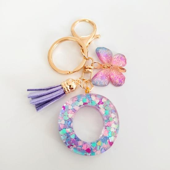 Butterfly Initial Letter Keychain Pendant Exquisite Practicality Backpack School Bag Decoration Purple Alphabet Keychain for Girls Women